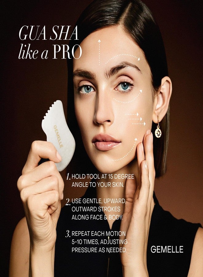GEMELLE White Jade Gua Sha Tool | 10x Award Winner | Pure Jade Gua Sha Stone, Face Sculpting Tool, Gua Sha Facial Tools, Lymphatic Massage, Body Gua Sha Tool, Guasha Tool for Face | Gifts for Women - Image 4